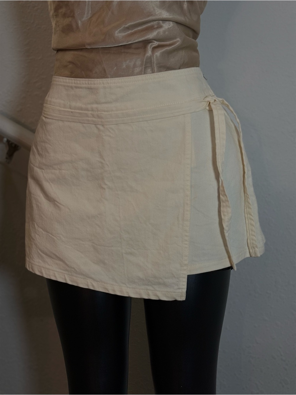 Zara Cream Wrap Skort with Side Tie